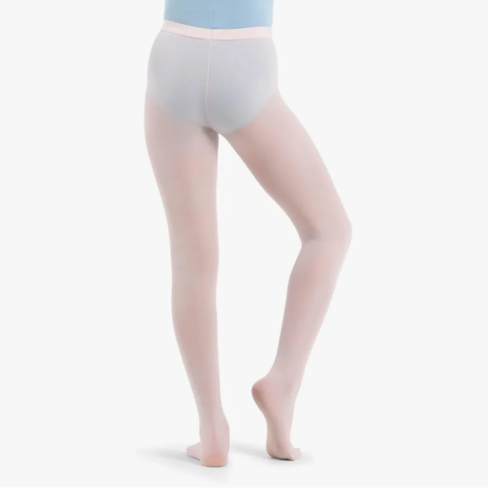 CAPEZIO Hold and Stretch Footed Tights Ballerina Pink Girls Size Small